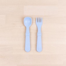 Re-Play - Naturals - Ensemble de 4 fourchettes et 4 cuillères en plastique recyclé - Bleu glacé